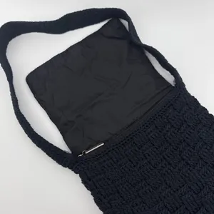 The Sak Black Crochet Hobo Bag Shoulder Bag Handbag‎ Casual Purse 10x9 thumbnail 5