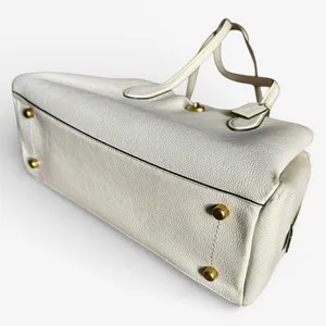 Coach Lori Carryall Tote Shoulder Bag Chalk Cream Pebbled Leather Turnlock Zip thumbnail 6