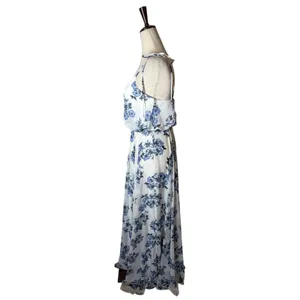 Lulus Pollen for You Maxi Dress Women Small Blue White Floral Chiffon Wedding thumbnail 6