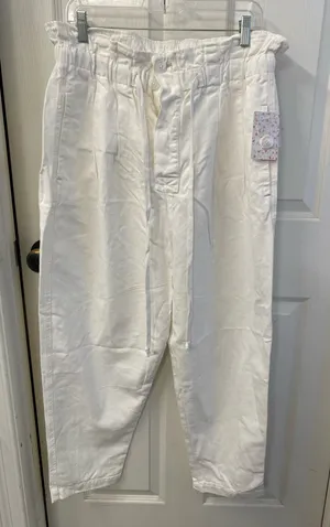 Free People White  Drawstring Pants thumbnail 1