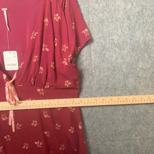 Free People Women Size Large Floral Boho Tie-Detail Mini Tea‎ Dress Earth Red thumbnail 11