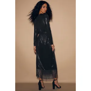 Lulus Dream Big Metallic Puff Long Sleeve Midi Dress in Black Size S thumbnail 10