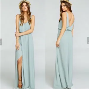 Show Me Your Mumu SMYM Kendall maxi silver sage dress NEW XS thumbnail 2