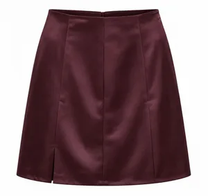 LOFT Burgundy A-Line Short Skirt Zip Closure 00 Petite Solid Women's Skirt thumbnail 1