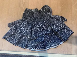 Navy and White Diamond Print Smocked Skirt thumbnail 3