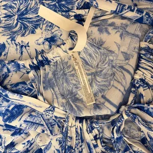 By ANTHROPOLOGIE Jasmine Tiered Cover-Up Dress Maxi Tropical Toile Blue Medium thumbnail 11