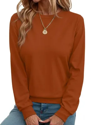 Fantaslook Long Sleeve Crewneck Sweatshirt Rust Brown Women’s Size XL‎ thumbnail 1