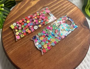 Colorful Fruit Confetti Clear keychains thumbnail 1
