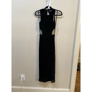 MinkPink Astrid‎ Cutout Midi Dress Black Size XS Shimmer thumbnail 2