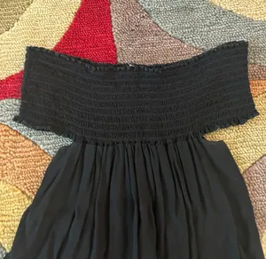 Brandy Melville Off The Shoulder Strapless Smocked Flowy Top Black One Size thumbnail 2