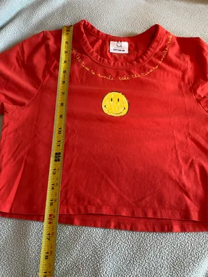 Cotton On Red Smiley Face Crop Tee  thumbnail 7