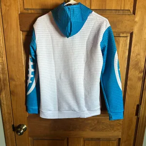 Detroit lions Women's Blue and White waffle Hoodie Size Small! thumbnail 4