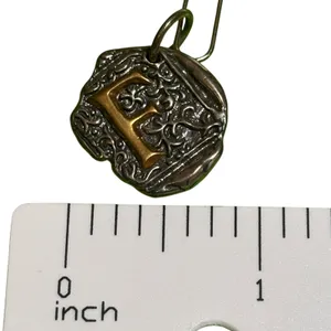 Waxing Poetic Insignia Initial F Charm Pendant Sterling Silver‎ Brass Wax Seal thumbnail 1