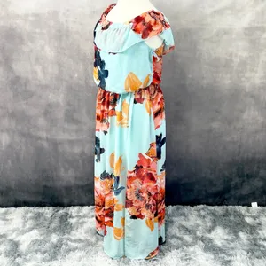 Bisou Bisou Floral Maxi Dress Womens 16 Ruffle Flowy Cottage‎ Tropical Romantic thumbnail 2