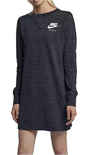 Nike Sportswear Gym Vintage Long Sleeve T Shirt Dress Gray Medium AA2015‎ thumbnail 1