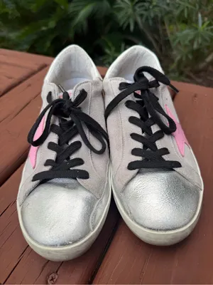 Golden Goose Superstar Silver Pink Star Sneakers Size 6.5 $575 thumbnail 3