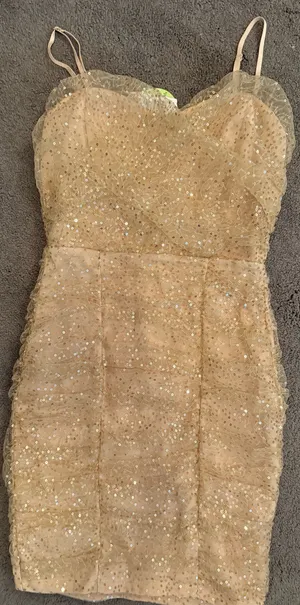 Gold Windsor sequin Homecoming Dress thumbnail 1