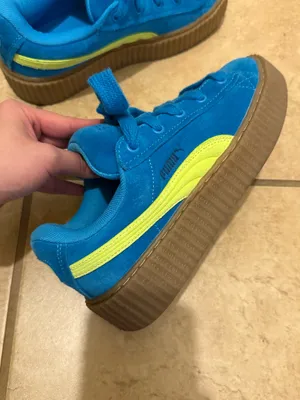 Cobalt Blue Fenty x Puma sneakers with neon yellow accents (discontinued) thumbnail 3