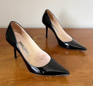 Jimmy Choo • Abel black patent leather pump stiletto heel 100mm point toe thumbnail 1