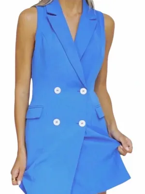 Yellow the Label Sleeveless Blue Double-Breasted Blazer Dress thumbnail 1