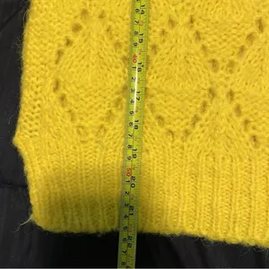 Sleeping on Snow (Anthro) Yellow Crochet Alpaca Sweater Size S thumbnail 7
