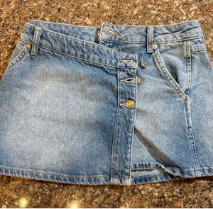 WE THE FREE Denim Mini Skirt Size 25 Light Blue thumbnail 1