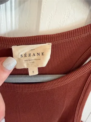 Sezane Erina Ribbed Maxi Dress Organic Cotton Brown Size Small thumbnail 3