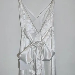 Lulus White Satin Wedding Dress with Pearl Straps NWT Size XS thumbnail 7