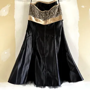 Jessica McClintock Gunne Sax Prom Dress Strapless Embellished Lace Gold Black 7 thumbnail 7