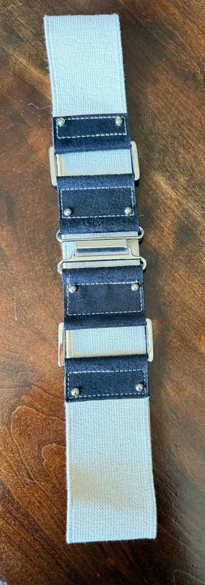 Wide Elastic Stretch Belt with Black Faux Leather and Silver Buckle thumbnail 1
