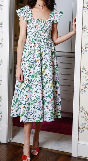Hill House Stephanie Fishwick‎ Nap Dress XS Mulitcolor Garden Veggies Colorful thumbnail 1