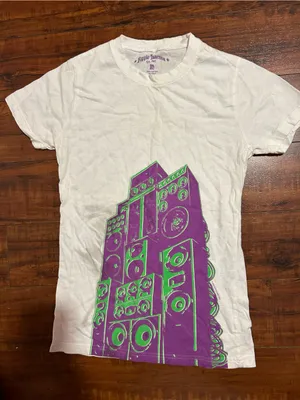 Ripple Junction White Tee with Purple and Green Speaker Stack Graphic thumbnail 1