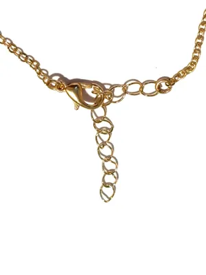 Gold tone chain bracelet with flower bead and adjustable clasp thumbnail 3
