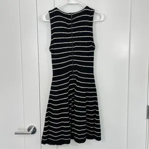 Alice + Olivia Small Black, White Monah Pinstripe Stretch Knit Sleeveless Dress thumbnail 9