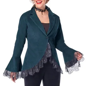 The Pyramid Collection Corduroy Corset Lace Up Jacket Sz Small Lace Trim thumbnail 1