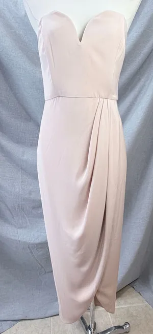 Shona Joy Blush Strapless Draped Cocktail Midi Dress Light Pink‎ 6 USA Wedding thumbnail 1