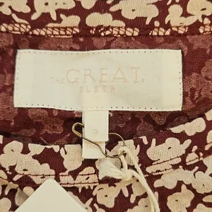 💕THE GREAT💕 The Long Sleeve Sleep Tee ~ Maroon Shadow Floral Size 3 Large NWT thumbnail 12
