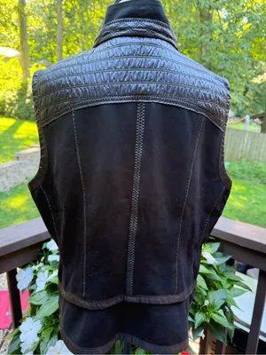 White House Black Market Women's Black Full Zip Collared Vest Mid-Length XL thumbnail 4