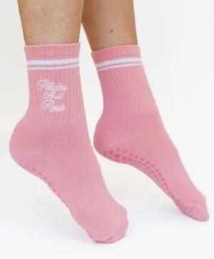 Pilates Univer 1883 Country Club Nonslip Grip Crew Socks, Pink, NWT thumbnail 1