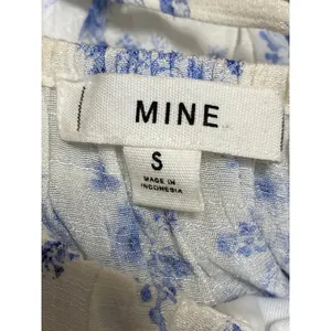 Mine Women's White Blue Floral Tiered Sleeveless Mini Tank Flare A-Line Dress S thumbnail 5