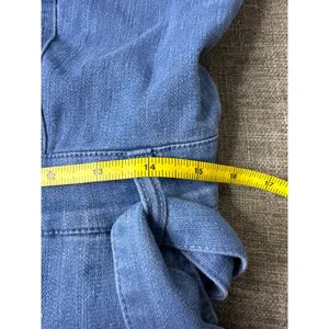 Haute Monde Blue Denim Jumpsuit Stretch Tie Waist Button Front Pockets Womens L thumbnail 6