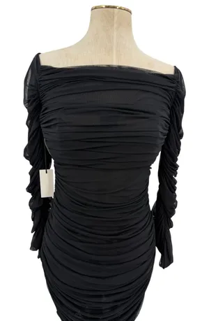 Aritzia Babaton Luxor Ruched Mesh Bodycon Mini Dress Black Size 10 NWT thumbnail 1