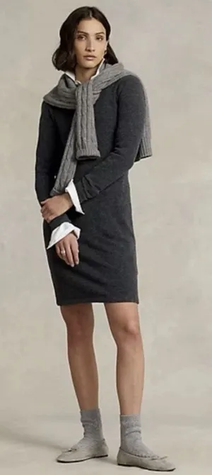 Polo Ralph Lauren Dress Womens Gray Boucle Wool Blend Knit Sheath Long Sleeve thumbnail 1