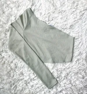 Missguided Mint Green Ribbed One Shoulder Crop Top thumbnail 1