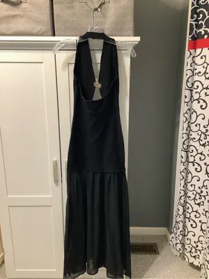 Galita Fashion Women’s Black Backless Halter Maxi Dress with Keyhole Accent NWT thumbnail 6