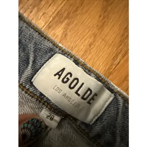 Agolde 90's Pinch‎ Button Fly Jeans 28 Blue High Rise Straight Organic Raw Hem thumbnail 2