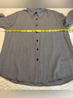 Motf Black White Gingham Blouse Top Women’s Size Large Office Business Classic thumbnail 7