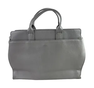 Matt & Nat Gray Pebbled Laptop Zip Crossbody Tote Shopper Messenger Handbag OS thumbnail 1