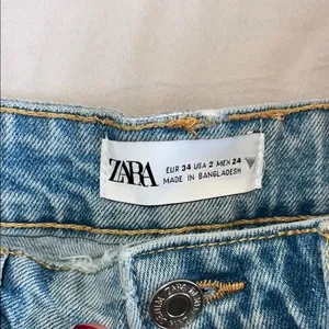Zara Blue Jean Shorts High-Waisted Distressed Size 2 thumbnail 2