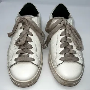 P448 White Leather Sneakers with Beige Accents thumbnail 5